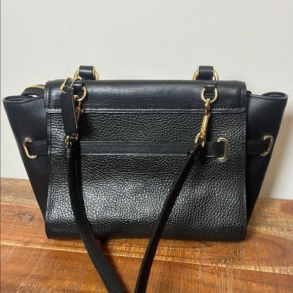 Coach Black Blake Flap Caryall Leather Satchel - Picture 14 of 16